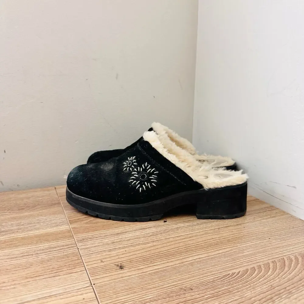 UGG Australia Solvang black suede Slipper mules Women’s Size 8